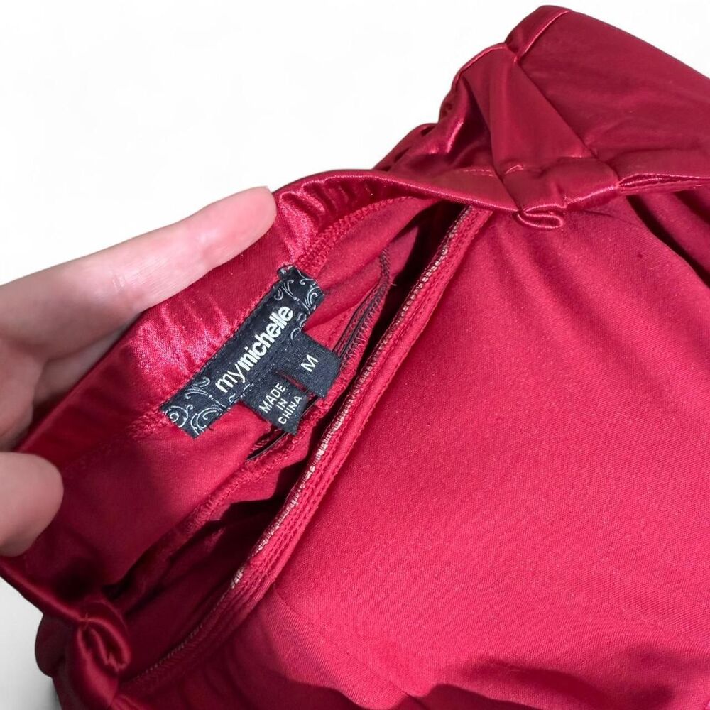 Y2K VINTAGE Red satin my Michelle prom dress with beaded bodice and cinched back - Picture 6 of 8